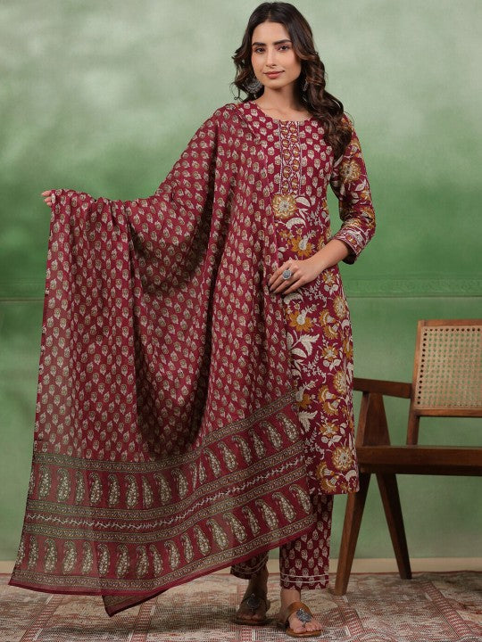 Maroon Majesty Ethnic Suit